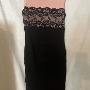 Elegant Black and Pink Lace Dress
